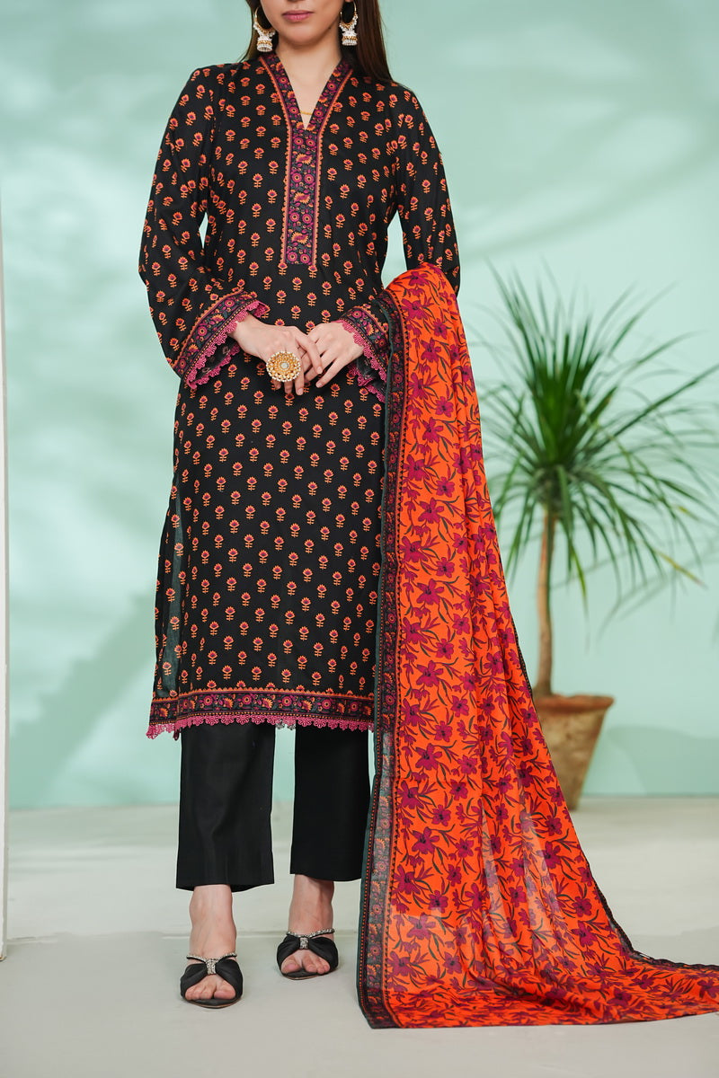 VS Daman Print Lawn`26 D#801 (Black)