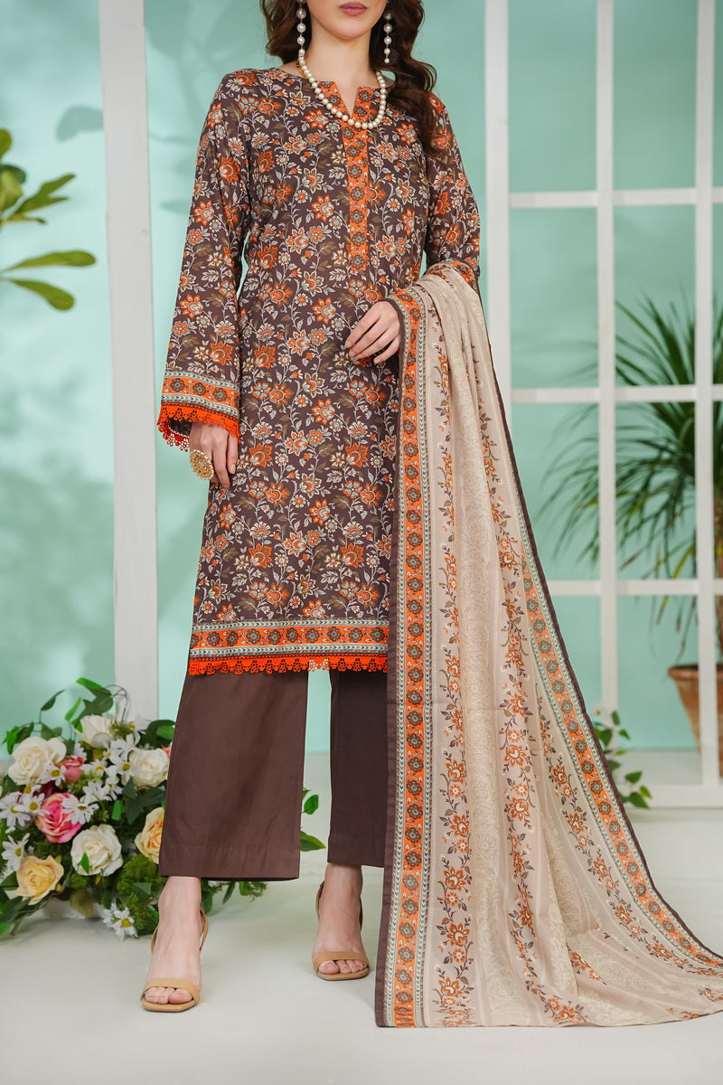 VS Daman Print Lawn`26 D#808 (L Brown)