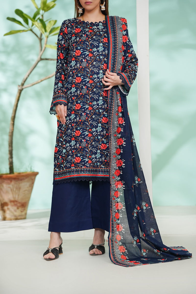 VS Daman Print Lawn`26 D#800 (Nevy Blue)