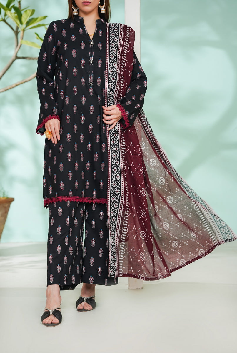 VS Daman Print Lawn`26 D#818 (Black)