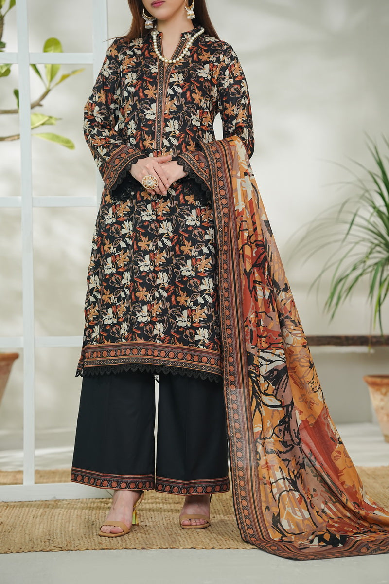 VS Daman Print Lawn`26 D#732 Black