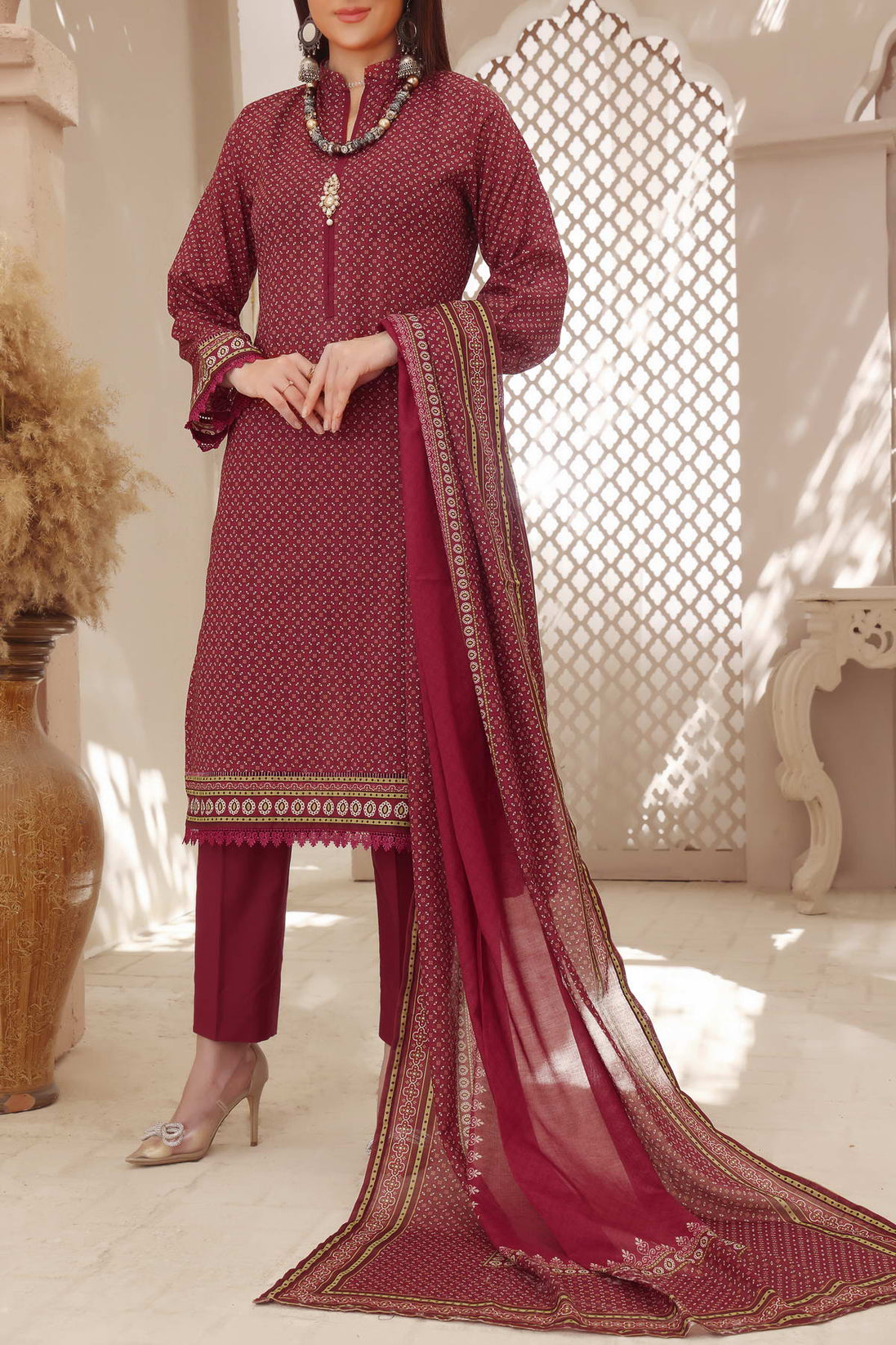 Misri Digital Print Lawn'23 D#10 Maroon