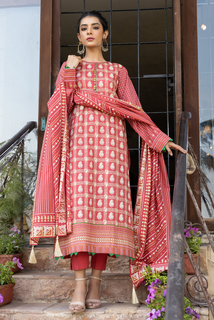 Lakhany Print Lawn`22 D#3012 D Rust