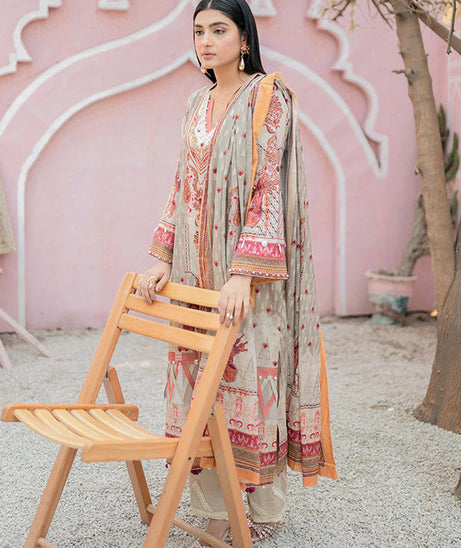 Firdous Print Lawn`22 D#2369 L Brown