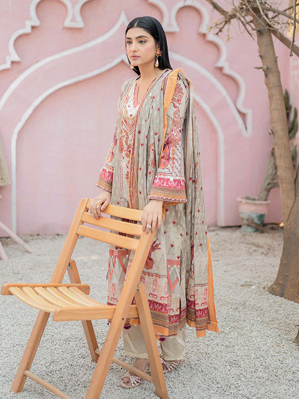 Firdous Print Lawn`22 D#2369 L Brown