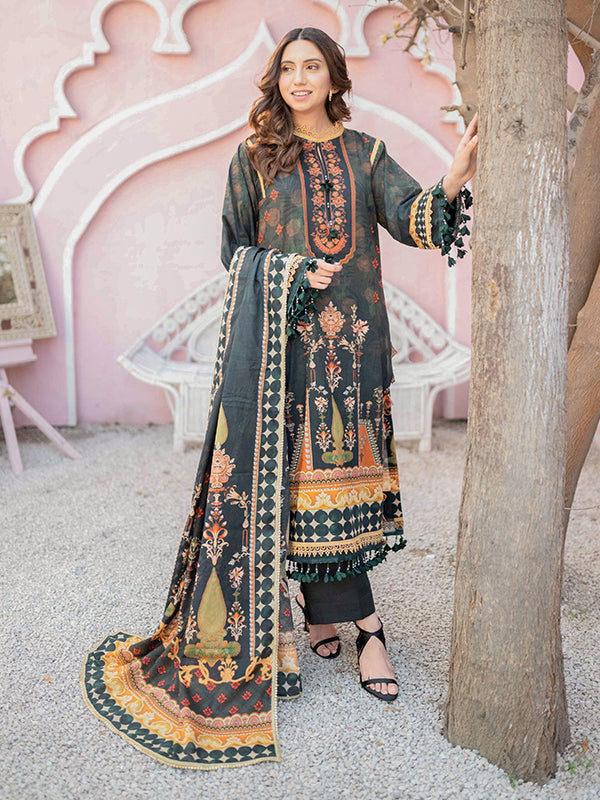 Firdous Print Lawn`22 D#2378 Black