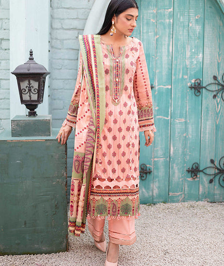 Firdous Print Lawn`22 D#2363 Peach