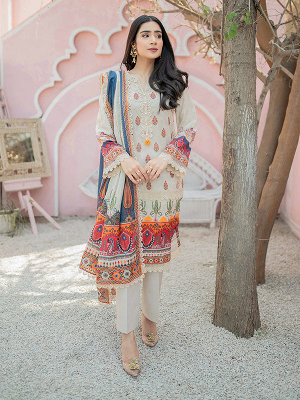 Firdous Print Lawn`22 D#2380 Fawn