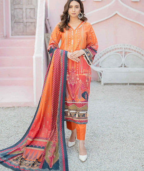 Firdous Print Lawn`22 D#2364 Rust