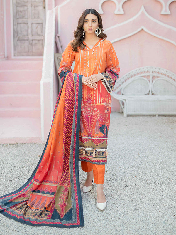 Firdous Print Lawn`22 D#2364 Rust