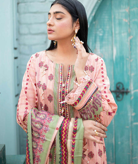 Firdous Print Lawn`22 D#2363 Peach