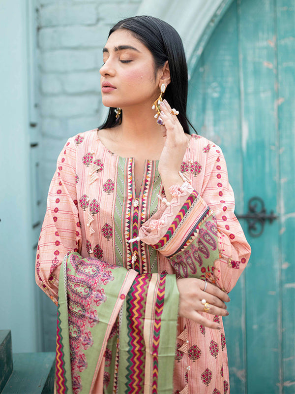 Firdous Print Lawn`22 D#2363 Peach