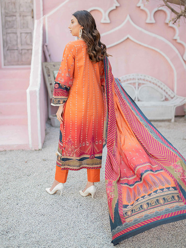 Firdous Print Lawn`22 D#2364 Rust