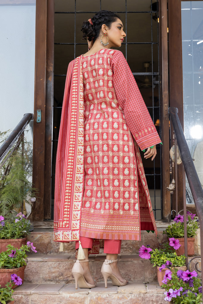 Lakhany Print Lawn`22 D#3012 D Rust