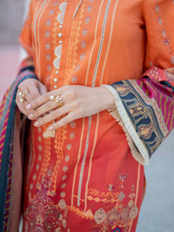 Firdous Print Lawn`22 D#2364 Rust