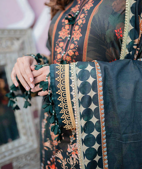 Firdous Print Lawn`22 D#2378 Black