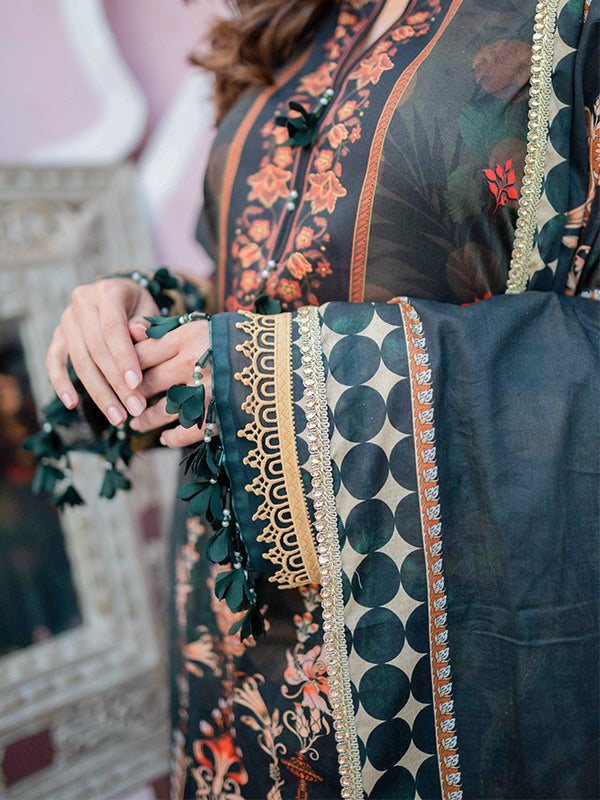 Firdous Print Lawn`22 D#2378 Black