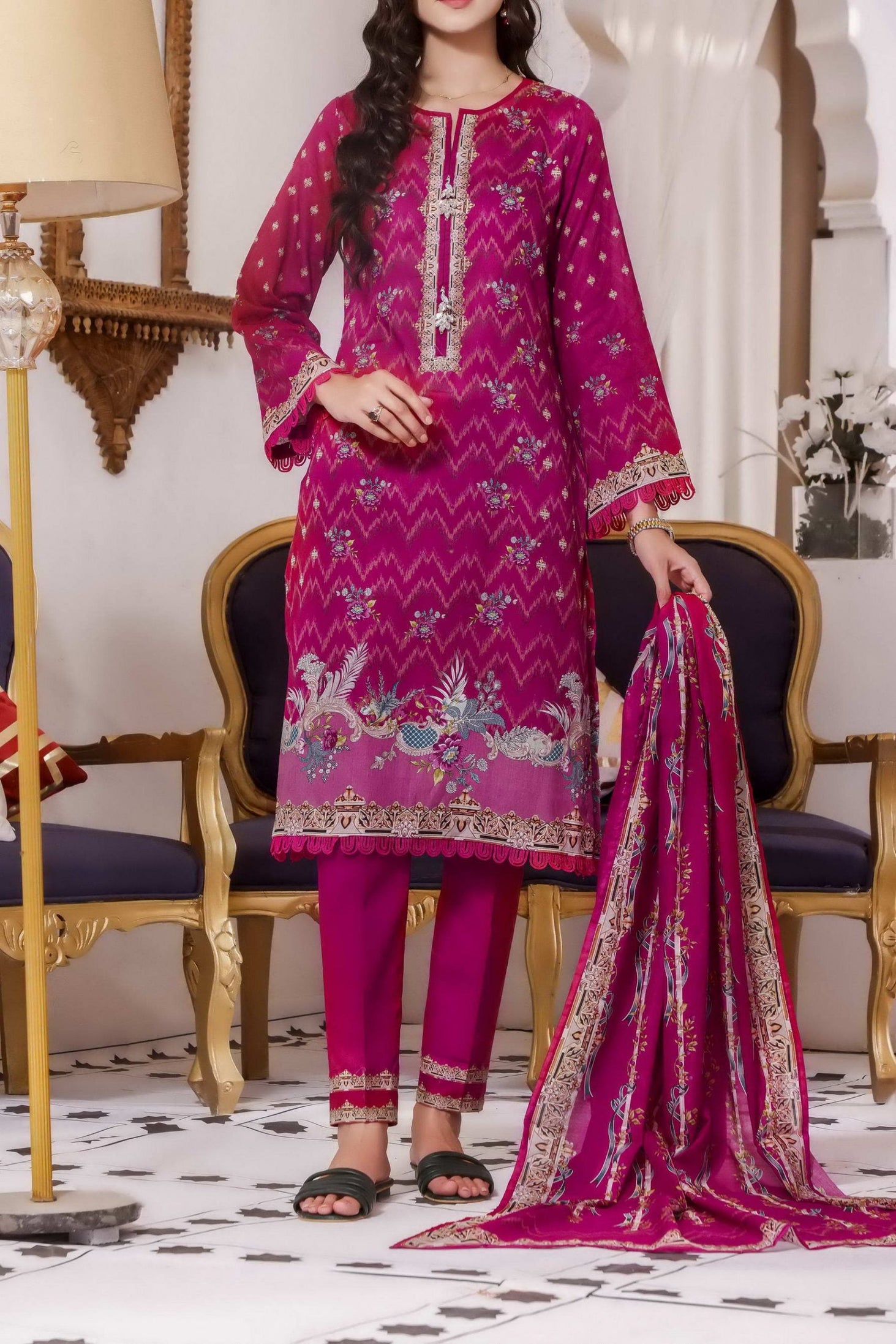 Misri Digital Print Lawn`22 D#129 Sh Pink