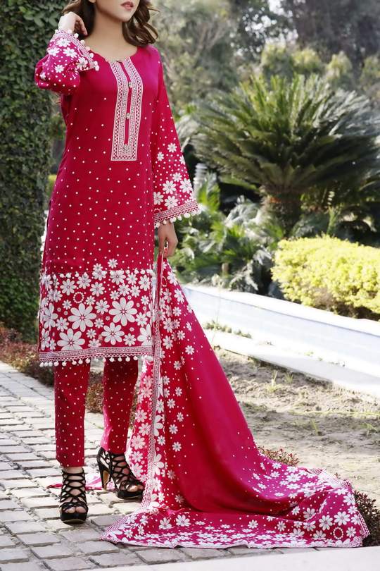 Daman Print Lawn`21 D#1329 (Red)