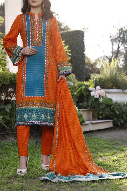 Daman Print Lawn`21 D#1326 (Orange)