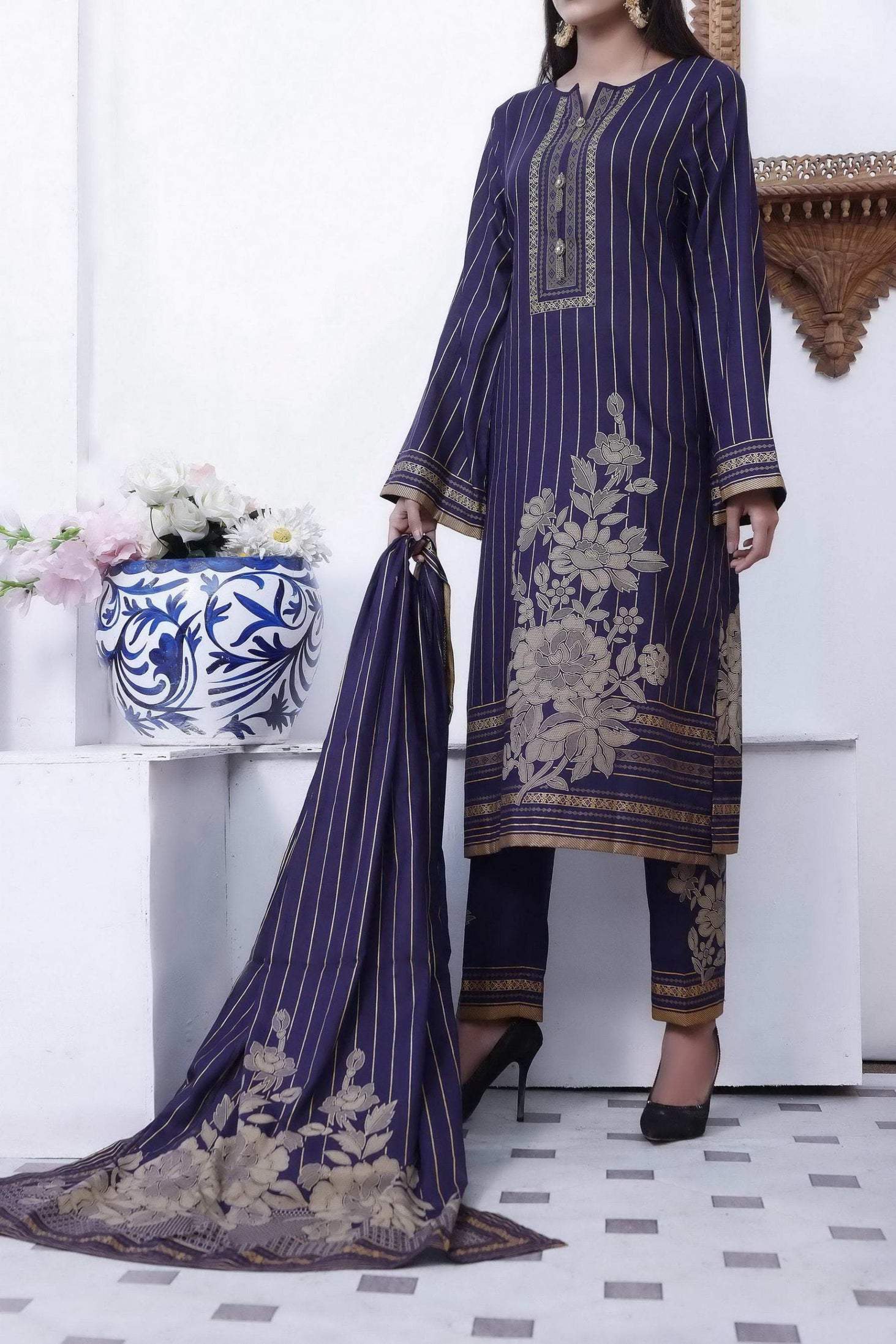Daman Lawn'22 (Vol-2) D#1508 (Nevy Blue)