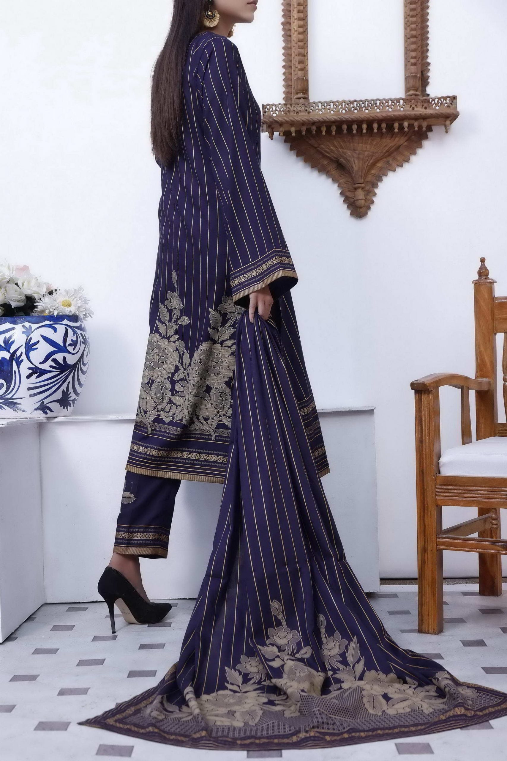 Daman Lawn'22 (Vol-2) D#1508 (Nevy Blue)