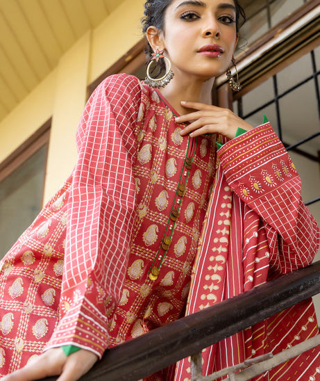 Lakhany Print Lawn`22 D#3012 D Rust