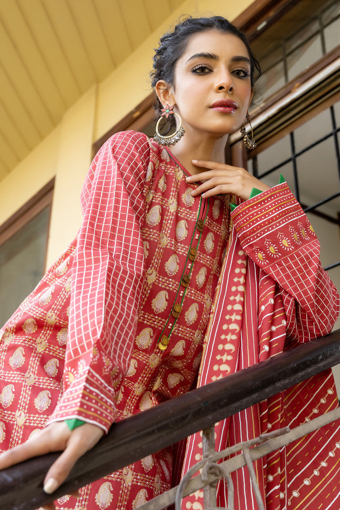 Lakhany Print Lawn`22 D#3012 D Rust