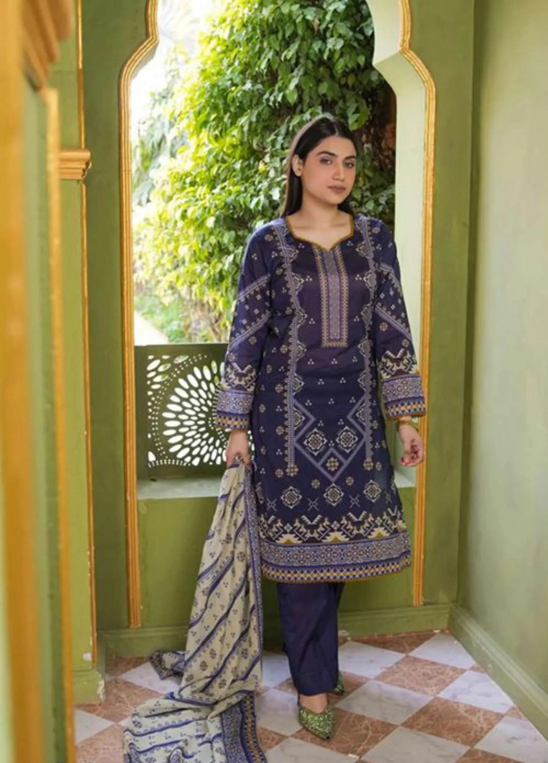Mavi Coral Luxury Lawn'26 (Nevy Blue)