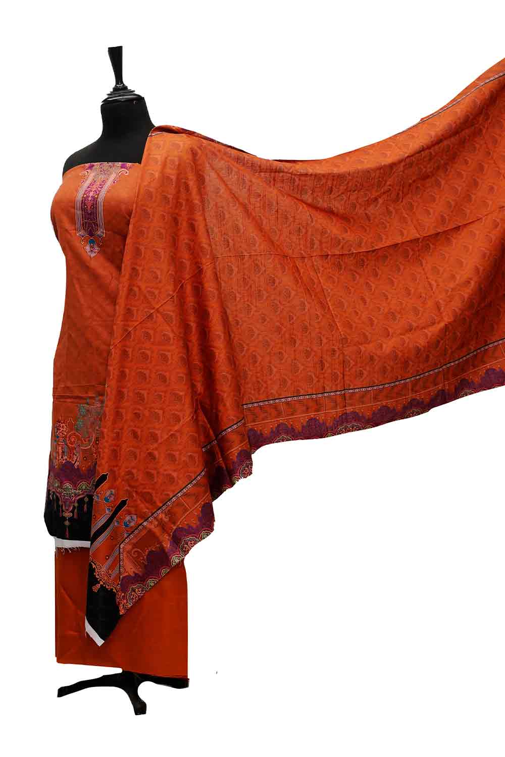 AL-Rauf Print Khaddar'21 D#20884 Rust