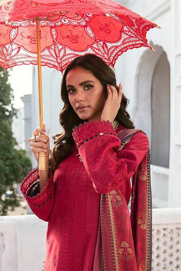 Afrozeh Lamhay Luxury Lawn'23 AL#08 CRIMSON