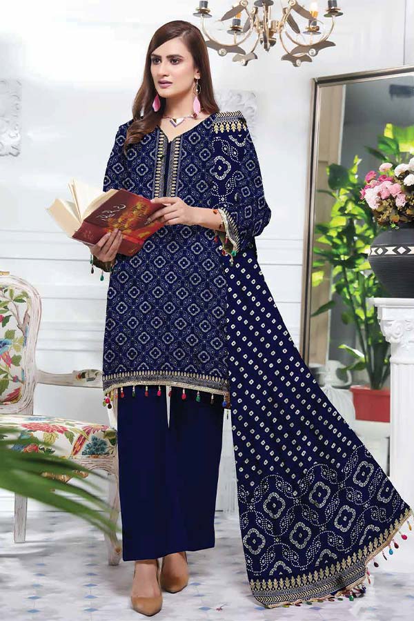Al-Hamra Designer Lawn`22 D#402 N Blue