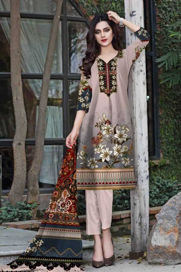 Al Rauf D/Emb Print Lawn`22 D#22260 (LT Pink)