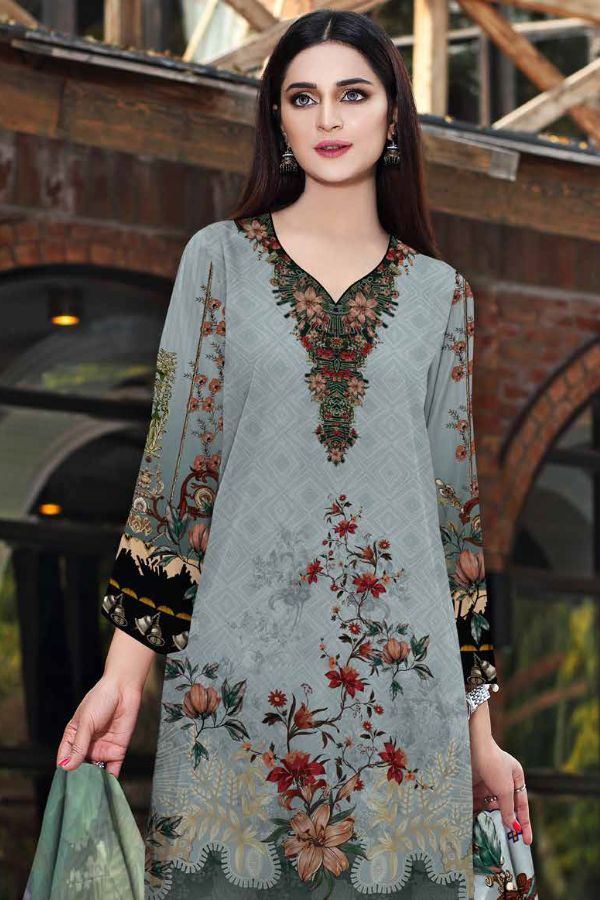 Al Rauf D/Emb Print Lawn`22 D#22262 (Grey)