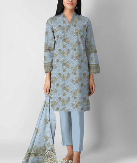 Al Rauf D/Emb Print Lawn`22 D#22325 (Blue Grey)