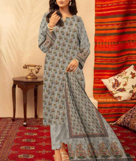 Al Rauf D/Emb Print Lawn`22 D#22327 (L Grey)