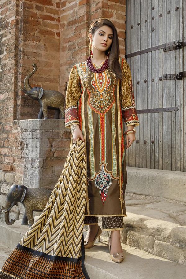 Al Zohaib Monsoon Lawn'21 D # 3004 Chocolate