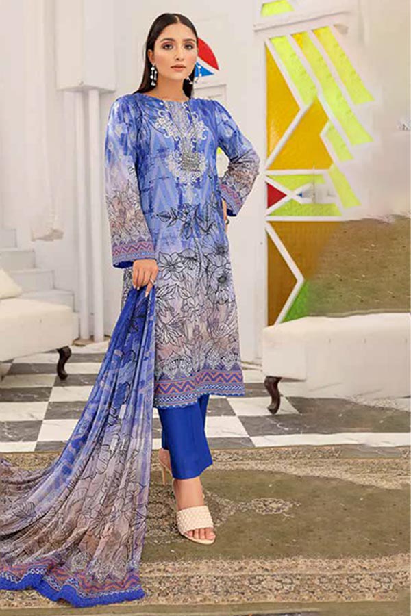 Alizeh Jan DP Lawn C/Dupatta'22 D#893 Blue