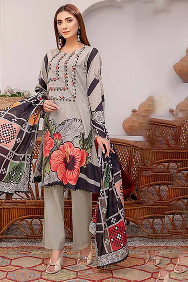Alizeh Jan D/Print Lawn'22 D#5 Grey