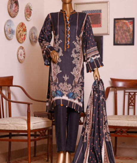 Bin Saeed Emb Linen`21 D#19953 (Black)