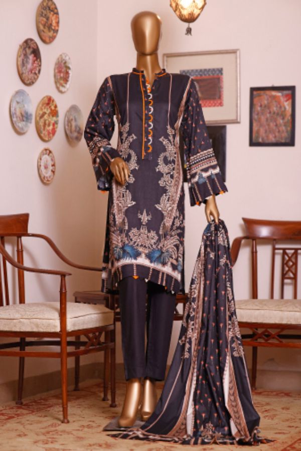 Bin Saeed Emb Linen`21 D#19953 (Black)