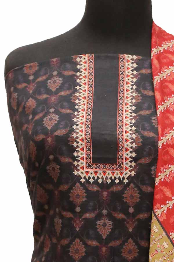 Bin Saeed Print Khaddar`21 D#1708 (Black)