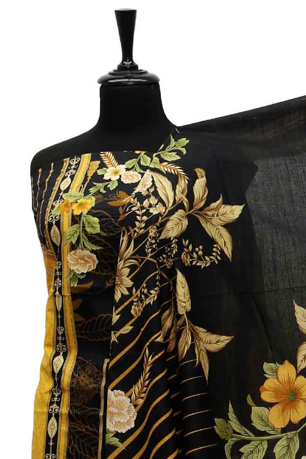 Bin Saeed Print Khaddar`21 D#1558 (Black)