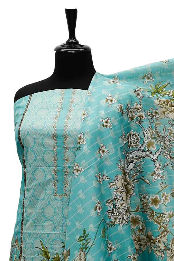 Bin Saeed Print Khaddar`21 D#1565 (Sky Blue)