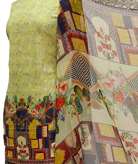 Chiken Kari Lawn Chiffon Duptt'21 D#12-2