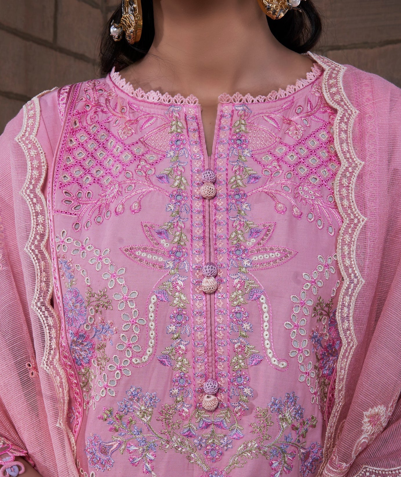 Atiya Irfan Preet Luxury Lawn`25 BLUSH ROSE