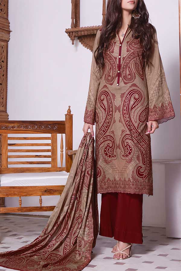 Daman Print Lawn'22 D#1510 Maroon