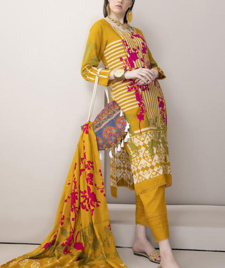 Erum Misha Print Lawn`23 (Vol-2) Mustard