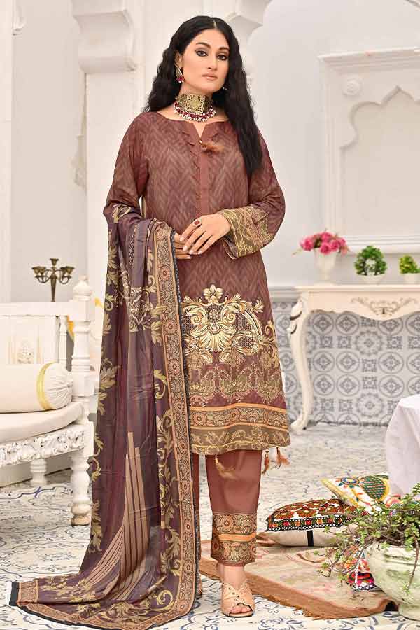 Feroza Digital Print Linen`22 D#01 (D-Mustard)