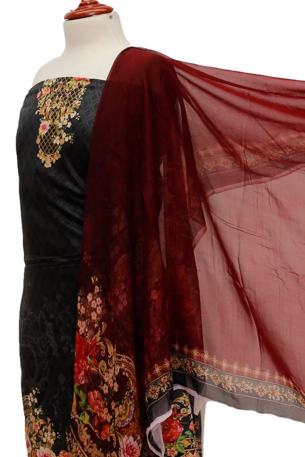 Five Star D/Lawn B/Dupatta`21 D#1426 (Black)